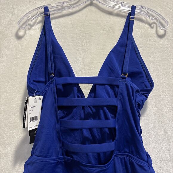 La Blanca Island Convertible Strap Mio Swimsuit Royal Cobalt Blue Size 12 NWT - Picture 6 of 10